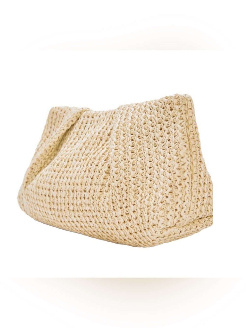 Capittana Beige Straw Clutch with Gold Chain Strap NWT